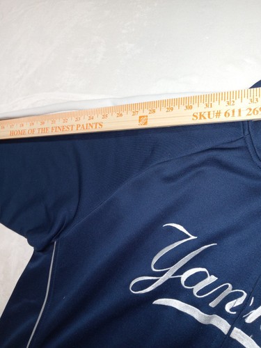 New York Yankees Majestic Zip Up Jacket Mens L-XL Navy Blue Slick Athletic - Picture 13 of 13