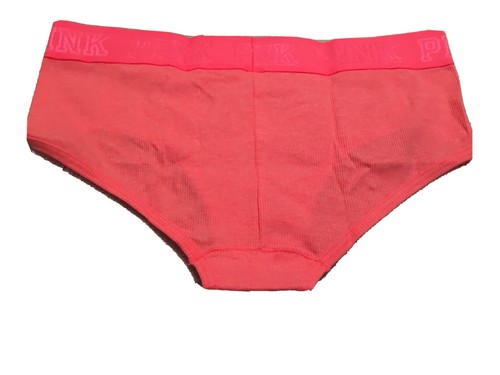 Slip hipster Victoria's Secret rosa logo cintura nuovo con etichetta taglia L logo corallo e rosso - Foto 2 di 2