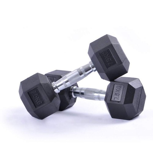 Hex Dumbbells Rubber Encased Cast Iron Home Weights Gym Fitness Sports - Picture 5 of 18