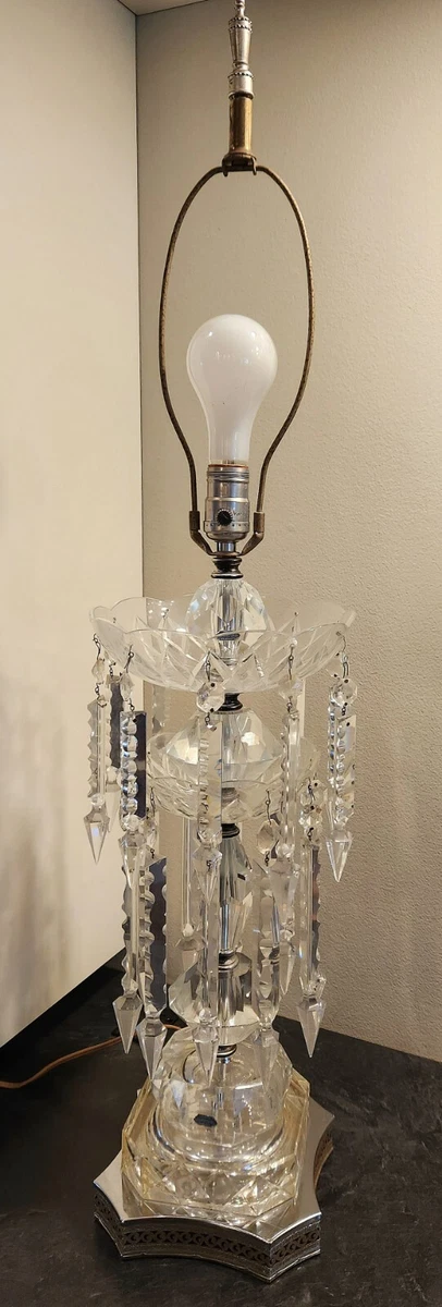 Vintage crystal table store lamps with prisms