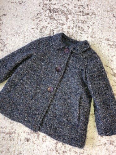 Neu Zara Baby Mädchen strukturiert gewebt Peter Pan Kragen Wollmischung Mantel 12-18M blau - Bild 2 von 9