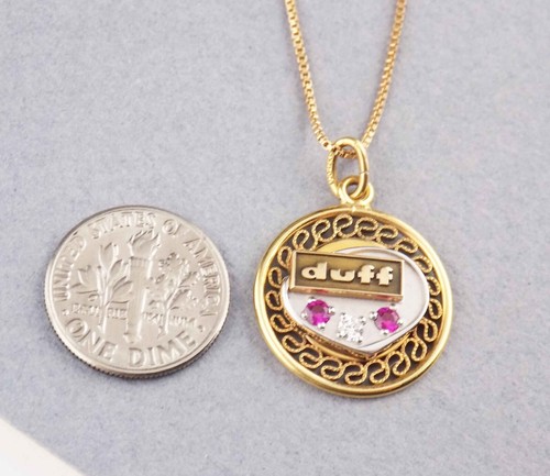 12K Gold Filled Anhänger Halskette roter Spinell & Diamant, Vermeil Kette, Golf Motiv - Bild 2 von 10