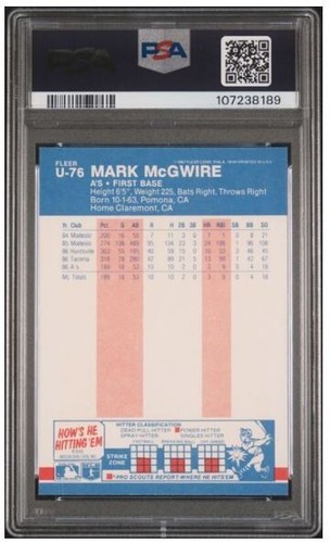1987 Fleer Update Mark McGwire Signed Rookie Baseball Card PSA 8 DNA Auto 10 - Picture 3 of 3