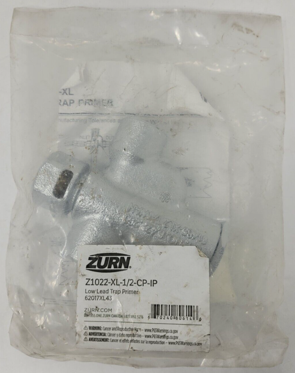 ZURN Z1022XL1/2CPIP Low Lead Trap Primer 62017XL43 New Sealed eBay
