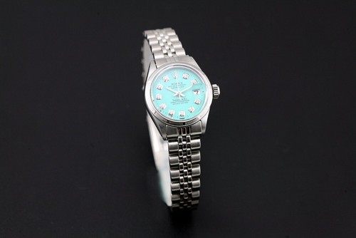 VINTAGE ROLEX OYSTER PERPETUAL REF 6919 TURQUOISE DIAMOND INDEX WOMEN`S WATCH - Picture 7 of 21