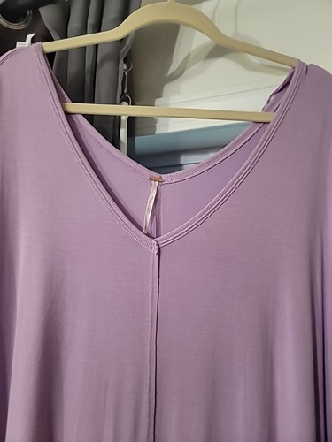 Free People Double V-neck Vintage Lavender Long Sleeve Tee Large Nwot - Picture 3 of 5