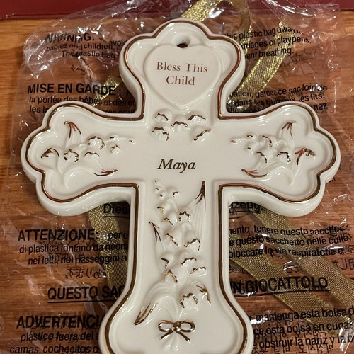 Lenox Bless This Child Cross Ornament with Box & Ribbon 816803 2012 Maya - Picture 6 of 11