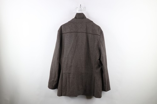 Jos A Bank Reserve Mens Large Wool Blend Peacoat Jacket w Button Out Vest Brown - Picture 11 of 12