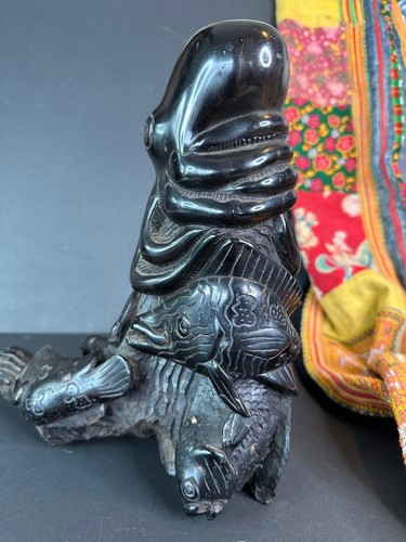 Old Solomon Islands Ebony Marine Carving “Spirt of Solomon's” - Picture 7 of 15