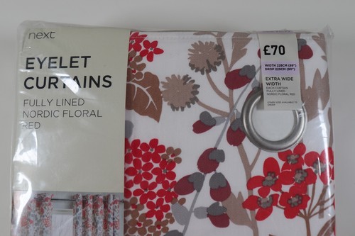 NEXT NORDIC FLORAL EYELET FULLY LINED CURTAINS 228X229CM / 89X90" - Picture 4 of 18