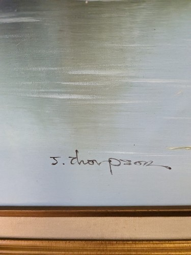 ANTIKES ORIGINAL ÖLGEMÄLDE AUF LEINWAND VOGEL IN FLUGLANDSCHAFT - Bild 3 von 7