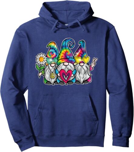 Hippie Gnomes Retro Groovy Tie Dye Rainbow Peace Gnome Pullover Hoodie - Picture 9 of 10