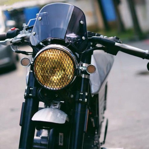 Universal 5"-7" Round Headlight Motorcycle BLACK Windshield Windscreen For Honda - Bild 3 von 9