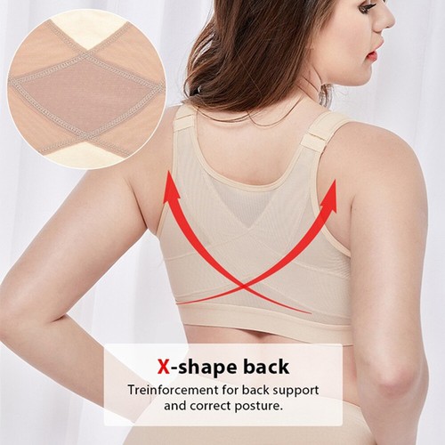 Women Posture Corrector Bra Wireless Back Support Push Up Yoga Front Closure Top - Picture 6 of 17