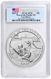 2019-P-25C-War-Pacific-5-oz-Silver-ATB-Specimen-PCGS-SP70-FS-SKU58241