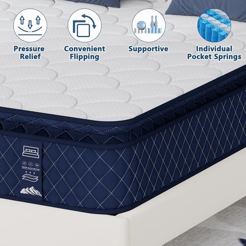 12" 10" Gel Memory Foam Mattress Twin Full Queen King Hybrid Spring Bed in a Box - Picture 10 of 19