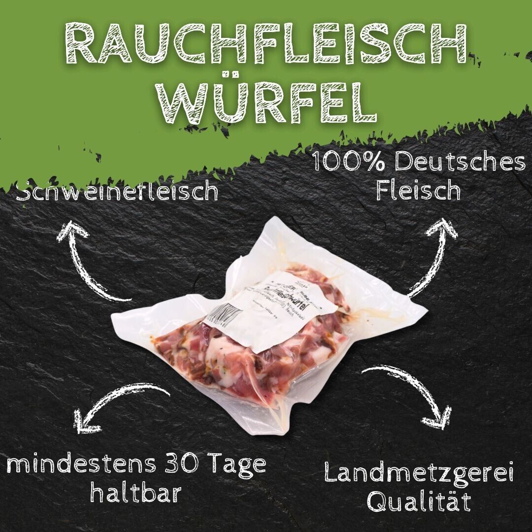 Rauchfleisch geschnitten Schweinefleisch 250g Rauchfleischwürfel vom Schwein