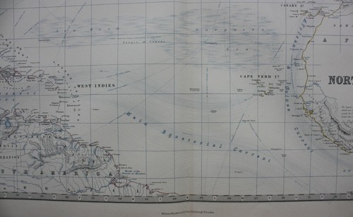 BASIN OF THE NORTH ATLANTIC OCEAN, large original antique map, Johnston, 1871 - Picture 6 of 6
