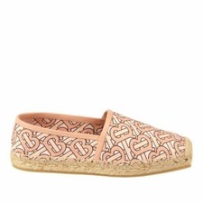 NEW - Burberry Monogram Print Cotton Canvas Espadrilles in Pale Copper Pink