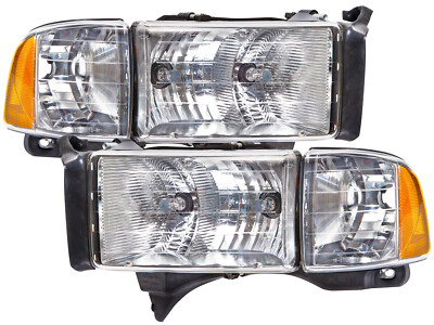 Headlight Set For Dodge Ram 1500 Pick Up 90-02 2500 3500 Halogen Left Right