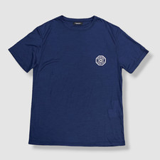  500 Stefano Ricci Men's Blue Wool Luxury Tech Logo T-Shirt Size Medium