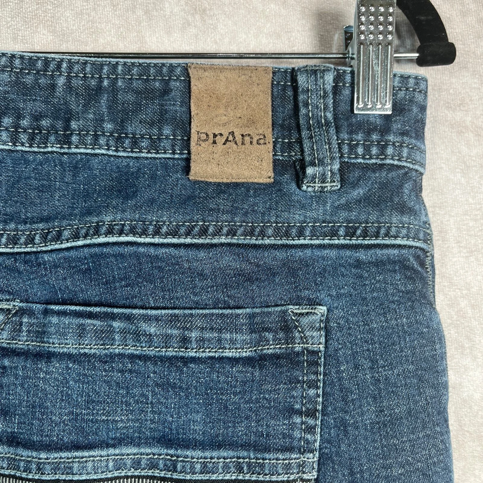 prana dark wash denim skinny slim fit stretch casual pants