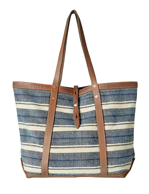 RRL CANVAS LEATHER STRIPE BAG レザー ストライプ Ralph Lauren RRL Indigo Striped Cotton Canvas Leather Large