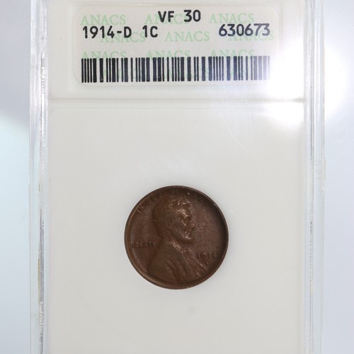 1914-D Lincoln 1C ANACS Certified VF30 Old Style Soap Box Holder
