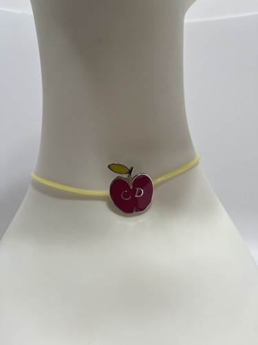 Vtg CHRISTIAN DIOR BOUTIQUE BY JOHN GALLIANO PINK CD LOGO APPLE CHOKER NECKLACE