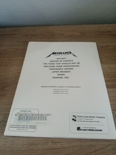 Metallica Master Of Puppets Guitar Music Book Vocal Tablature Play It Like It Is - Picture 2 of 6