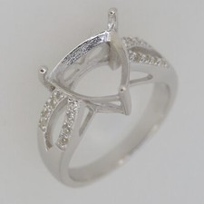 Sterling Silver Semi Mount Ring Setting Trillion Tri 12x12mm Topaz Split Shank