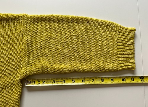 Sweater S gold knit cardigan 3/4 sleeves loose fit garter stitch one snap close - Picture 8 of 19
