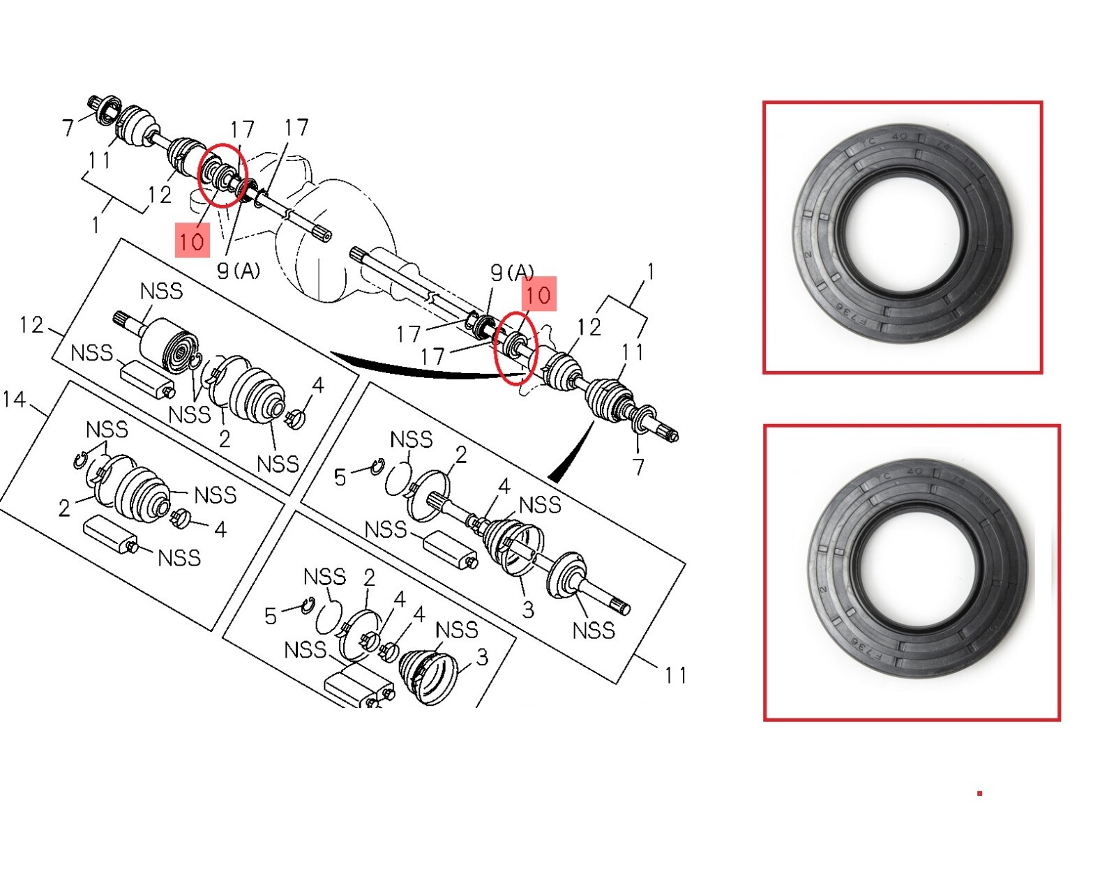 FOR ISUZU PICK UP DMAX RODEO TFS87 1.9TD FRONT AXLE DRIVESHAFT SIDE SEALS 2016+