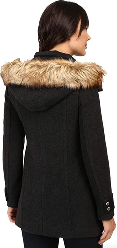 Marc New York X4403 Black Paxton Hooded Wool Coat Women's Size 12 - Picture 2 of 3