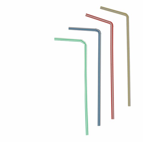 Flexible Plastic Drinking Straws (Assorted Classic Striped) Bendable Disposable - Picture 2 of 5