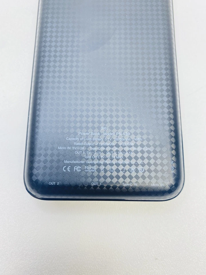Banco de alimentación PINENG 20000mah 74wh PN-939 con 2 tomas USB Foto 4 de 4