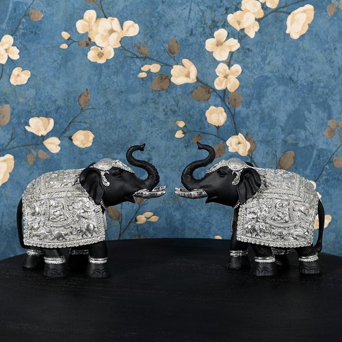 Elephant Showpiece |Elephant Decorative Items for Home | Elephant Idols Set Of 2 - Picture 3 of 6