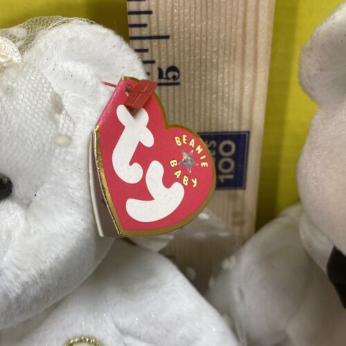 Ty Beanie Babies Mr & Mrs Gli orsi nuziali nuovi con etichette - Foto 7 di 22