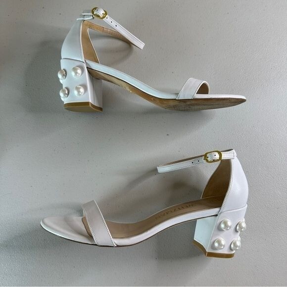 Stuart Weitzman Womens Simple Pearls Block Heel S… - image 2