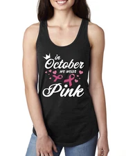 In October We Wear Pink Crown Ladies Racerback Tank Top