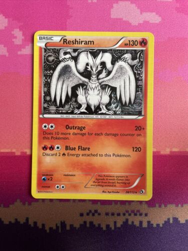 Pokemon Karte Reshiram Legendäre Schätze Holo Rare 28/113 Near Mint