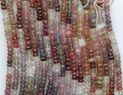 Multi-hued SPINEL A Grade 4mm Faceted Rondelles 14" strand - Picture 3 of 5