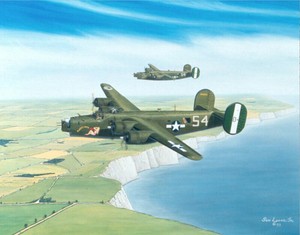 /"Home To Halesworth/" Sam Lyons B-24 Liberator Print 489th Bomb Group 1944