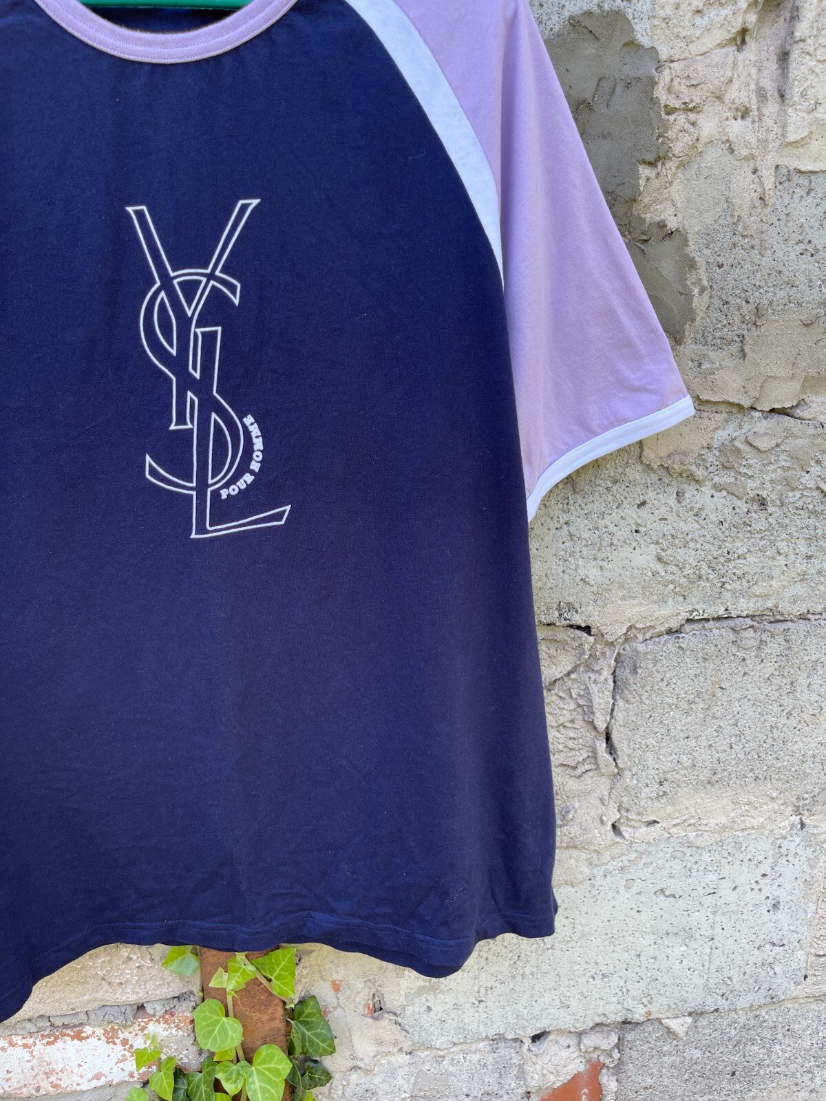 Yves Saint Laurent vintage navy purple big logo tee shirt