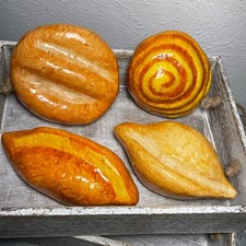 Lot of 4 Realistic Display Prop Artificial Baguette Handmade, Hand Painted