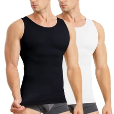 Men Compression Undershirt Slimming Body Shaper Vest Sleeveless Workout Tank Top