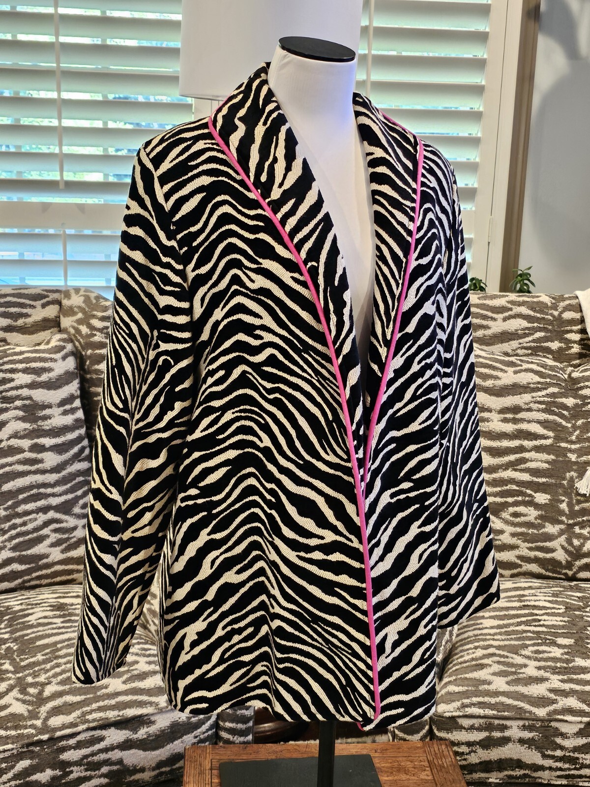 Giacca Blazer trapuntato design zebrato pony dipinto taglia large