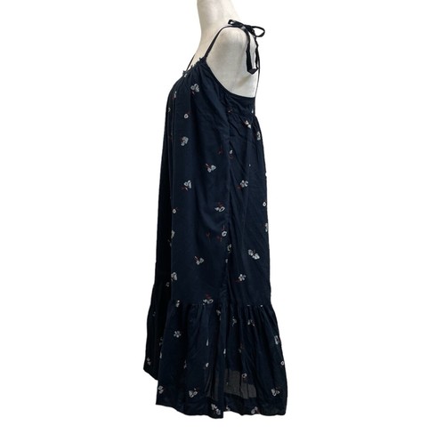 Hatch Zoe 100% Cotton Blue Floral Tie Shoulder Knee Length Dress sz 0 Maternity - Picture 2 of 10