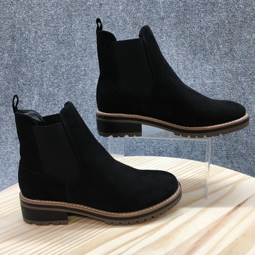 Kensie Boots Womens 8.5 M Khai Chealse Ankle Booties Block Heels Black Fabric