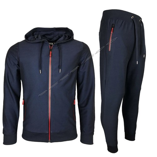 Conjunto de chándal liso ajustado para hombre sudadera con capucha parte superior parte inferior trotar joggers gimnasio S - XL - Imagen 2 de 6